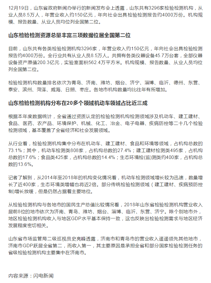 山東全省檢驗檢測機(jī)構(gòu)共3296家，煙臺數(shù)量第四、收入第四.png